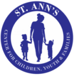 Photo of St. Ann's Center's logo, blue on white background.